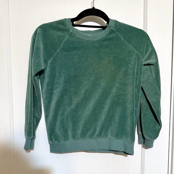 Hanna Andersson Size 140/10 Velour crewneck Sweatshirt Pullover Green - Picture 1 of 5